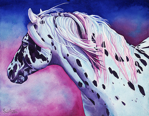 Pokey Blue: Signed Print from original watercolor horse painting.