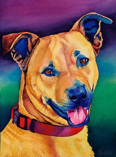 Mac: Signed Print from original watercolor dog painting.