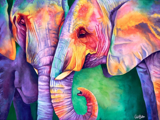 All Ears: Signed Print from original watercolor elephant painting.