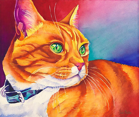 Chester: Signed Print from original watercolor cat painting.