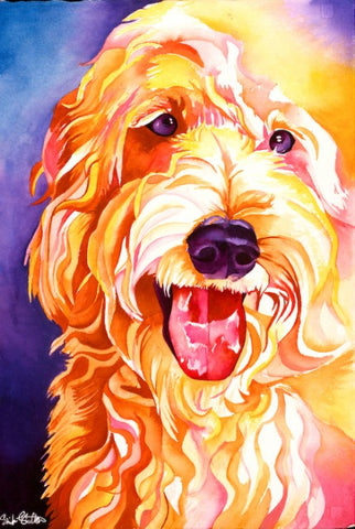 Boomer: Signed Print from original watercolor dog painting.