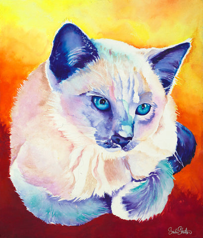 Bruiser: Signed Print from original watercolor cat painting.