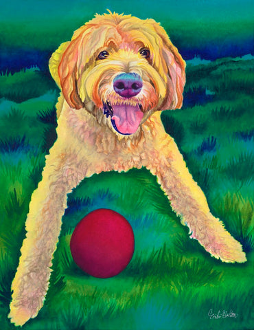 Buddy: Signed Print from original watercolor dog painting.