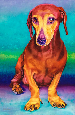 Charlotte: Signed Print from original watercolor dachsund painting.