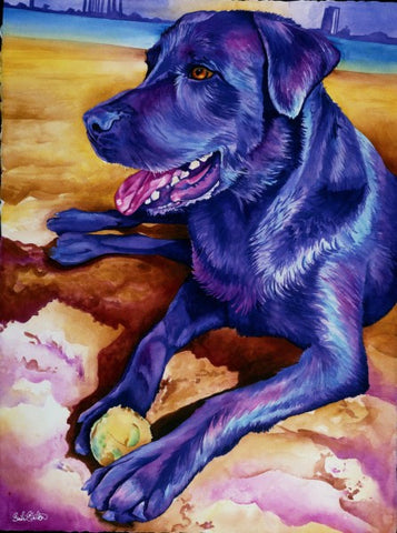 Chongo: Signed Print from original watercolor dog painting.