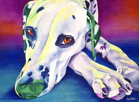 Cosmo: Signed Print from original watercolor dog painting.