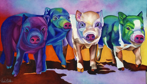 Etta Babe's: Signed Print from original watercolor pig piglet painting.