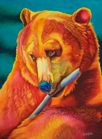 Grizzly Albert: Signed Print from original watercolor bear painting.