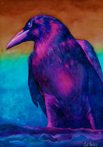 Ivan: Signed Print from original watercolor raven painting.