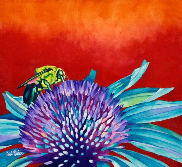 Just Bee: Signed Print from original watercolor bee painting.