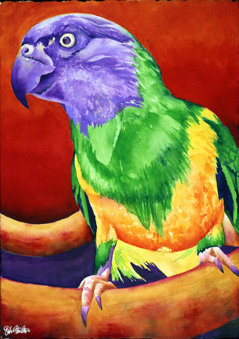Leon: Signed Print from original watercolor parrot painting.