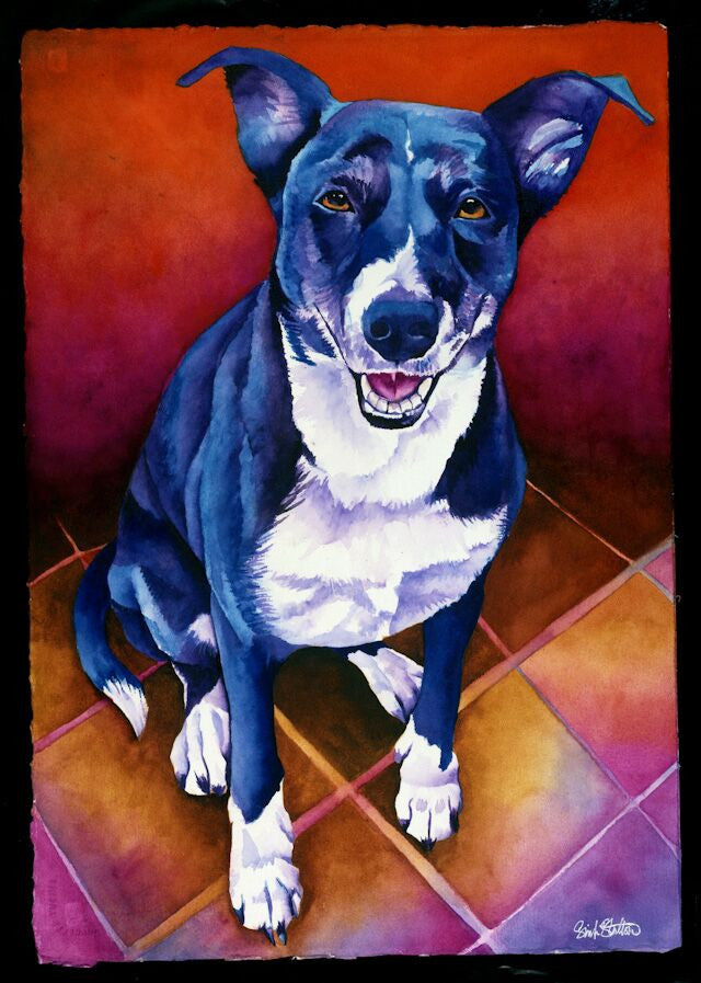 Luna: Signed Print from original watercolor dog painting.