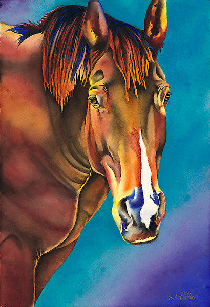 Marlon: Signed Print from original watercolor horse painting.