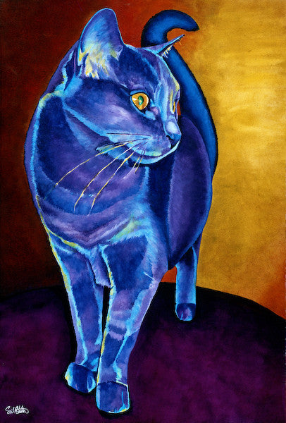Muffin: Signed Print from original watercolor cat painting.