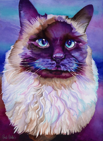 Oliver Cat: Signed Print from original watercolor cat painting.