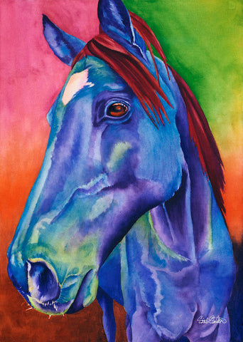 Rio Blue: Signed Print from original watercolor horse painting.