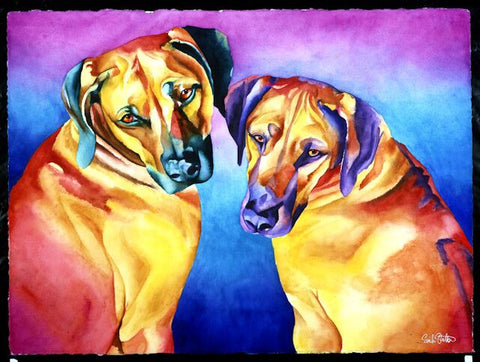 Ripley & Dasi: Signed Print from original watercolor dog painting.