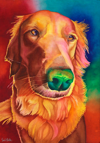 Ruby: Signed Print from original watercolor golden retriever painting.