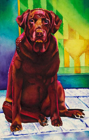 Scarlet: Signed Print from original watercolor labrador dog painting.