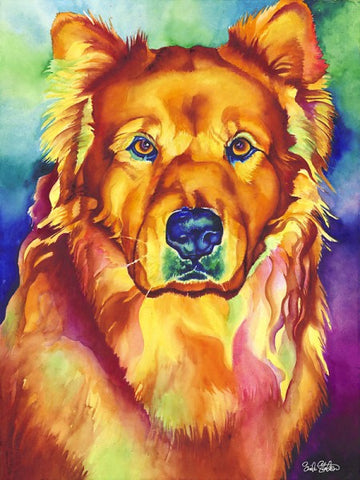 Shing: Signed Print from original watercolor chow chow dog painting.