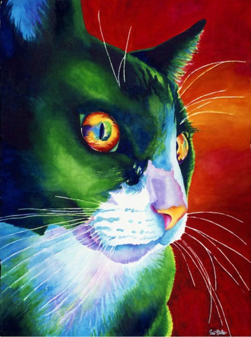 Smudge: Signed Print from original watercolor cat painting.
