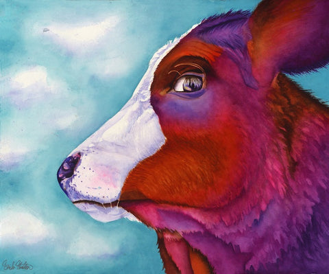 Trudy: Signed Print from original watercolor cow painting.