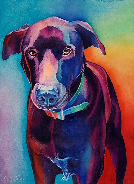 Barney: Signed Print from original watercolor dog painting.