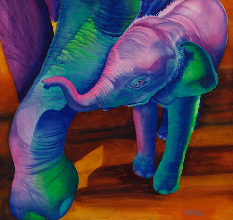 Daughter: Signed Print from original watercolor baby elephant painting.