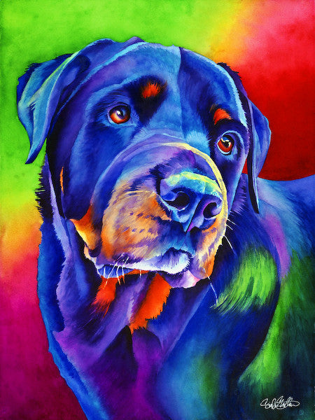Thor: Signed Print from original watercolor rottweiler dog painting.
